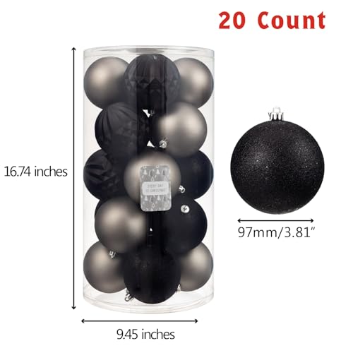 Every Day is Christmas 20ct Shatterproof Plastic Christmas Ornaments, 3.6" Round Balls, Multicolored, Christmas