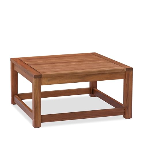 VICTORY RELAX Acacia Wood Low Patio Table - Compact Square Design - Versatile Outdoor Small Table for Coffee, Books, Decor & More on Balcony, Garden, Deck, Indoor/Outdoor Use (23x23x11.6)