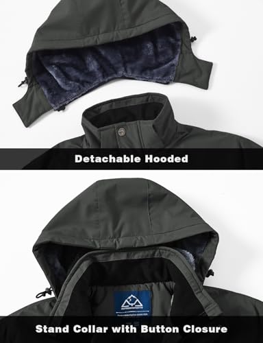 Image of TBMPOY Men's Winter Ski Jacket Waterproof Warm Snow Insulated Coat Fleece Lined Snowboard Hooded Raincoat