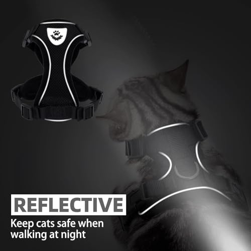 PUPTECK Conjunto de arnês e coleira para gatos, à prova de fuga, refletivo, ajustável, colete de mal
