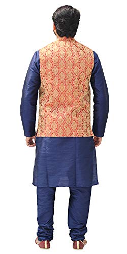 Image of Men's Silk Kurta Pyjama With Waistcoat
