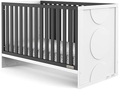 Child Craft Orbit 3 in 1 Convertible Crib, Baby Crib Converts to Day Bed, Toddler Bed, 3 Adjustable Mattress Positions, Non-Toxic, Baby Safe Finish (Ebony/Matte White)