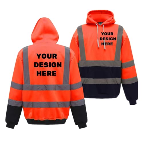 BIJUNDENG Custom Hi Vis Safety Hoodie Jacket Reflective Fleece Hoodies Sweatshirt Pullover Construction Workwear