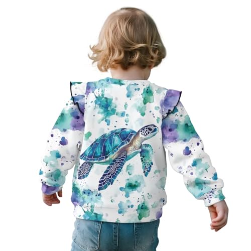 Xpyiqun Ruffle Sweatshirt for Girls Crew Neck Pullover T-Shirts Size 1-8 Kids School Long Sleeve Top2