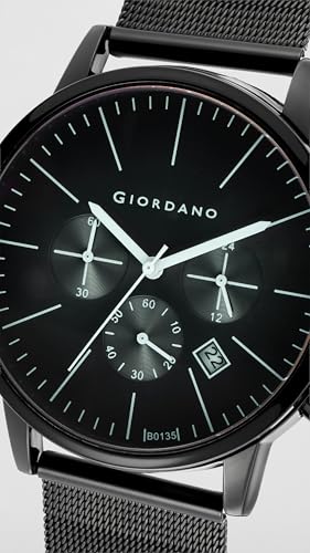 Image of Giordano Formal Chronograph Watch for Men with Round Dial, Mesh Metal Strap, and Date Display