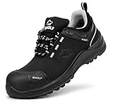 BWOLF Defender - Zapatos de seguridad para hombre de piel nobuck repelente al agua, puntera de Kevlar y entresuela antideslizante, Negro, 47 EU