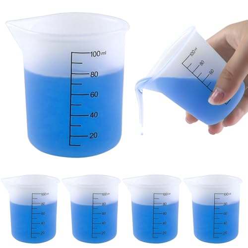 4 Pack Reusable Silicone Measuring Cups,100ml Laundry Detergent Dispenser,Liquid Measuring Cups for...
