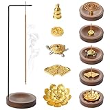 Yicenmy Quemador De Incienso 2 en 1, Porta Incienso de Madera, Portainciensos Invertido con Bobina Cónica, Quemador Incienso para Meditación, Yoga y Decoración De Salón