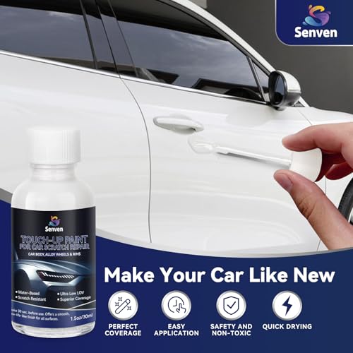 Image of Car White Paint Touch Up Cars Scratch Repair for Vehicles, Rim High-Gloss White Paint Pen 30ML Quick Drying Automotive Scratch Repair, Non-toxic 1.5 oz Easy to Use