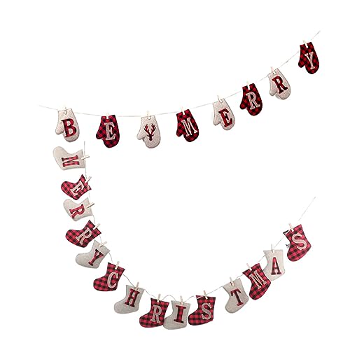 Garneck Hanging Banner Xmas Decorations Merry Christmas Bunting for 2pcs Christmas Decorative Banner