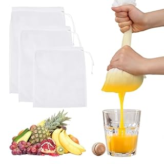 OIXEYA 3x Garza Alimentare per Filtrare, Sacchetti Filtranti per Alimenti, Colino per Latte di Noci, Formaggio, Succo di Frutta, Caffè, Succo di Verdura