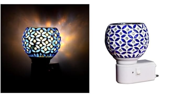 Enlighten Home Ceramic Electric Aroma Oil Burners Diffuser/Kapoor Dani for Home & Office| Kapoor Dani Electrical with On/Off Switch & Night Lamp | Smoke Free, Child Safe & Shock Proof (Pack of 1)