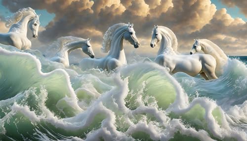 Toile marine de vagues sur la plage sans cadre tableau déco salon de 50 x 70 cm