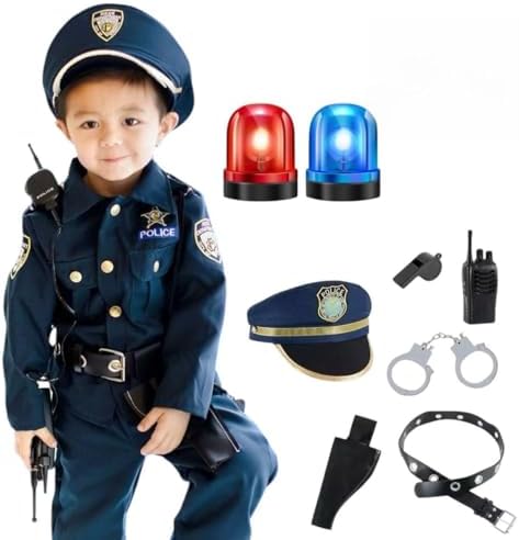 Conjunto 8 Peças De Fantasia Crianças Uniforme Policial Fantasia ...