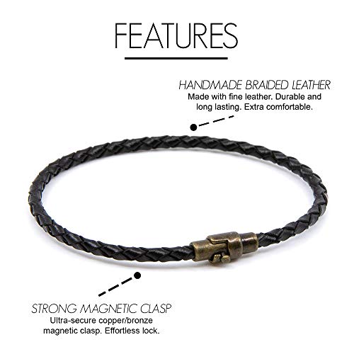 Lobo Verde Handmade Single Wrap Braided Leather Bracelet With Magnetic Copper Clasp #TOP2