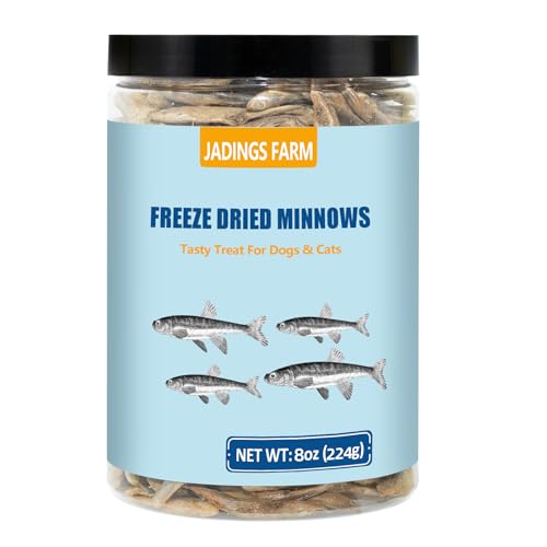 JADINGSFARM Minnows 8 oz Freeze Dried Minnows 100% Natural Premium Cat & Dog Treats Freeze Dried Pet Treats for Cats Dogs Bulk Package (8 OZ)