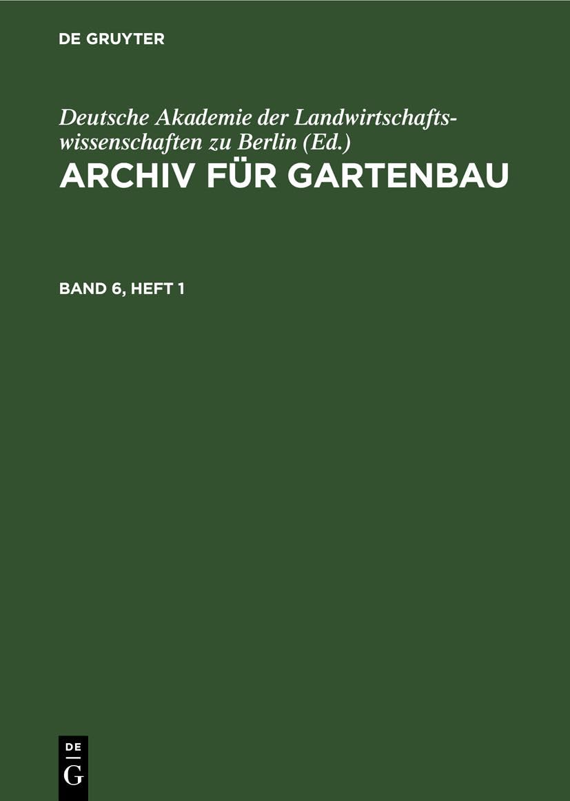 Archiv Für Gartenbau Heft 1 6 documentation pour thèse botanique