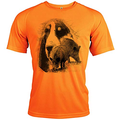 Pets-easy Camiseta de caza con diseño de jabalí y gascon de San Valentín [con texto personalizable]