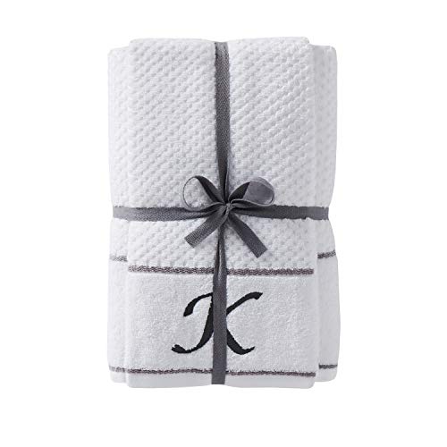 SKL Home by Saturday Knight Ltd. Monogram "K" Bath and Hand Towel Set, White, 4-pack