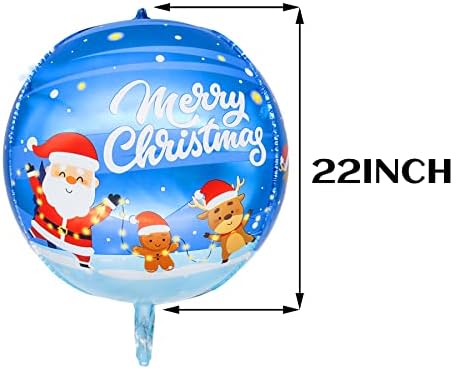 NBDZ Christmas 4D Foil Balloons 5 Pieces 22 Inch Large Size Merry Christmas Mylar Foil Balloon Santa Claus/Snowman/Christmas Tree Giant Helium Balloon for kids Xmas Party Decorations Supplies