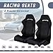 2 Pieces Universal Racing Seats with Dual Lock Sliders, 1 Pair PVC Leather Bucket Seats for Cars, Adjustable Car Seats, Driver and Passenger Side (Black 12)