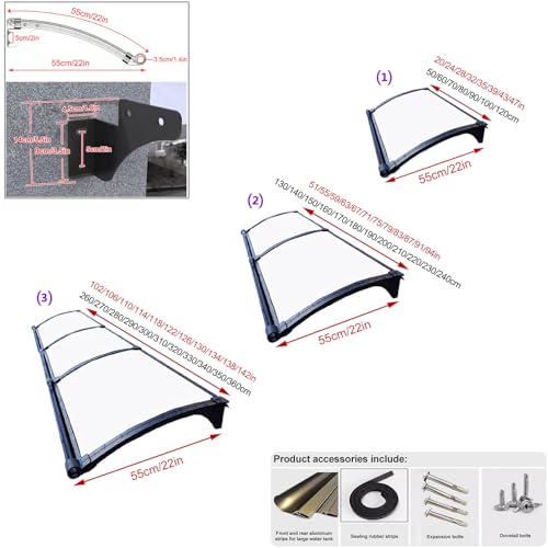 Auvent moderne en polycarbonate abri transparent de fenêtre