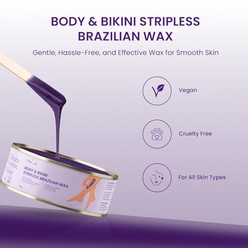 Image of Urban Yog Brazilian Face Wax (100g) & Body Stripless Brazilian Wax (190g) Combo | Liposoluble Wax for Women | Gentle Hair Removal for Face, Body & Sensitive Areas | Pan, Handle & Spatula Included