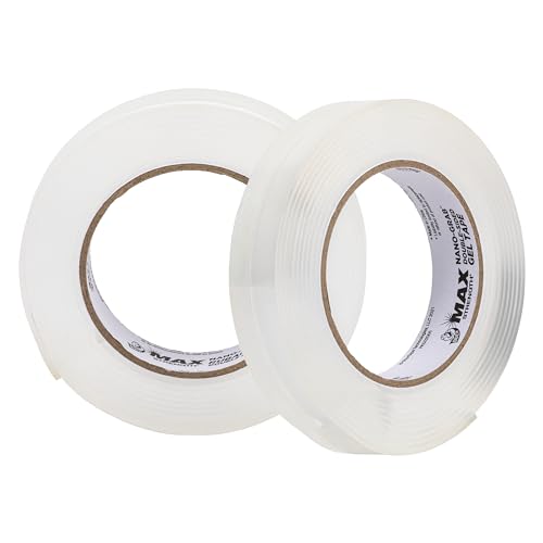 Image of Duck Max Strength Double-Sided Gel Tape with Nano-Grab Technology, Heavy Duty, Multi-Purpose & Removable Adhesive, 0.94 in. x 10 ft, Clear, 2 Rolls