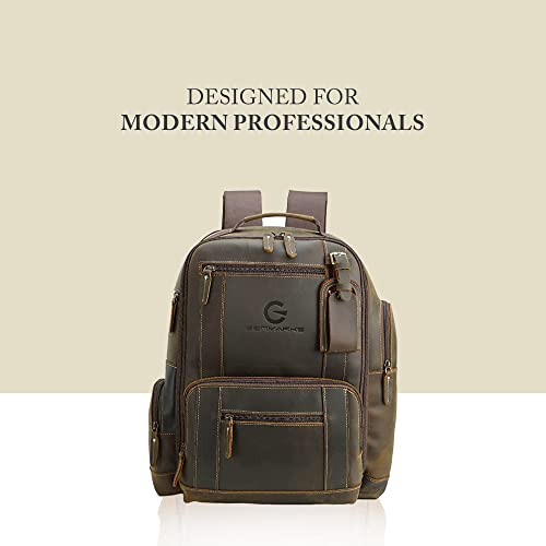 Full Grain Genuine Leather Large Leather Backpack for Unisex 15.6 Inch Laptop Backpack Large Capacity Weekender Business Travel Hiking Overnight Shoulder Daypacks 40L (Dark Brown).2