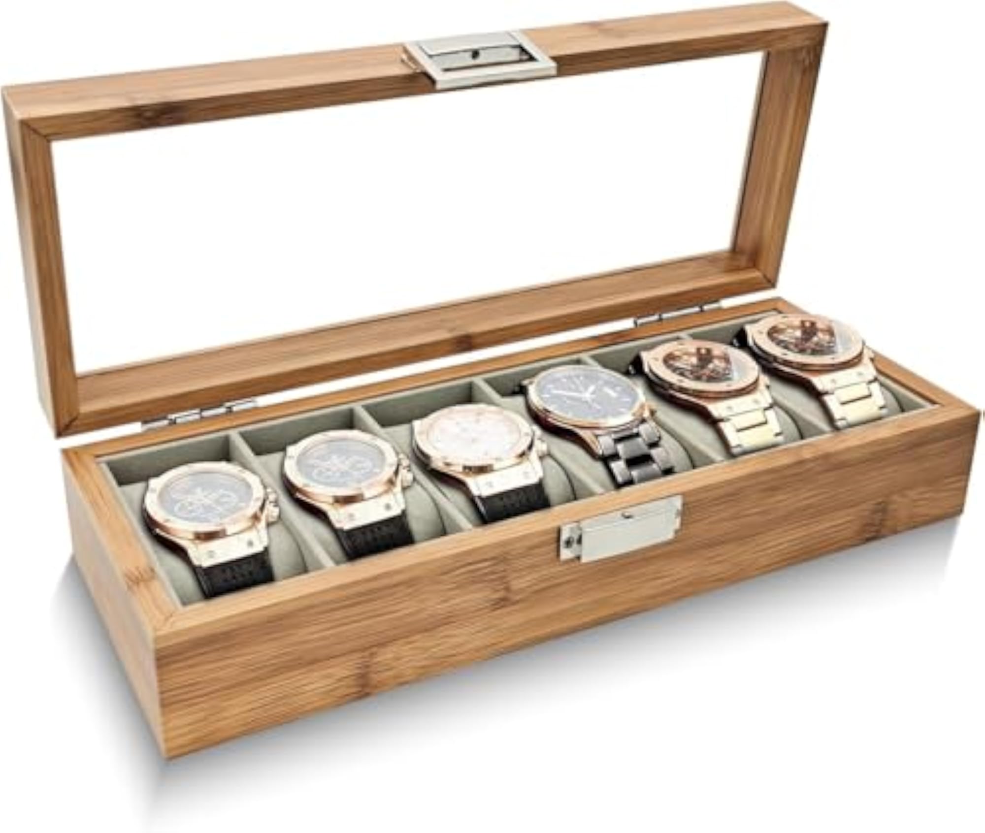 Wooden Watch Organizer Box with 6 Slots
