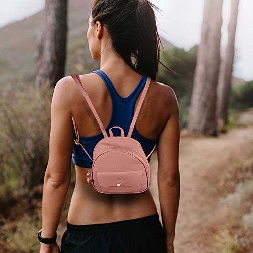 Mochila pequena de couro sintético Valicclud de mochila feminina chique, casual, com zíper, mini bol