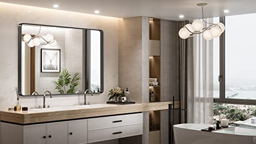 Brightify Black Mirror For Bathroom, 40X30 Bathroom Mirrors For Wall, Black Metal Frame, Aluminum Alloy Rectangular Bathroom Mirrors For Vanity, Over Sink, Farmhouse Mirror. (Horizontal/Vertical) #TOP7