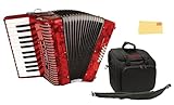 Hohner Hohnica 1303 12 Bass Piano Accordion - Pearl Red Bundle with Gig Bag, Straps, and Austin Bazaar Polishing Cloth