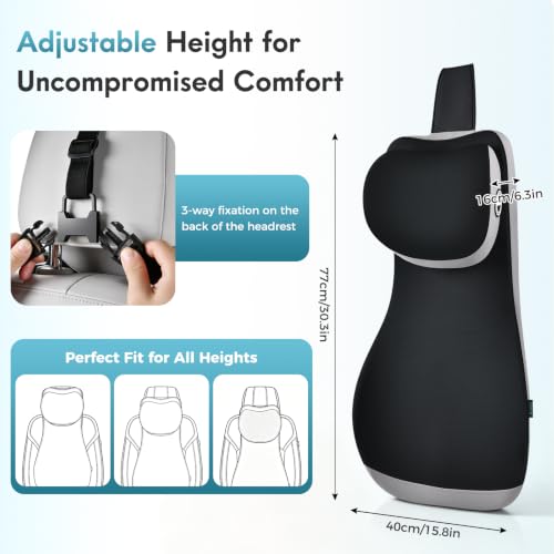 Image of FLORICH Upgraded Car Seat Lumbar Support Pillow and Adjustable Headrest One-Piece Design, Memory Foam Breathable Back Neck Support Cushion, Widened Design for Car Seat Long Driving Back Pain Relief