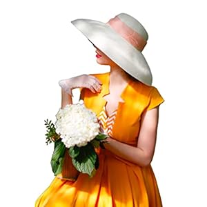 MIU Wide Brim Audrey Hepburn Hat – Adjustable and Made with 100% Natural Straw – A Perfect Holiday Sun Hat for Women