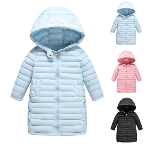 Girls Long Hooded Puffer Jacket Lightweight Zip Up Quilted Long Sleeve Winter Coat for 3-12 Years2