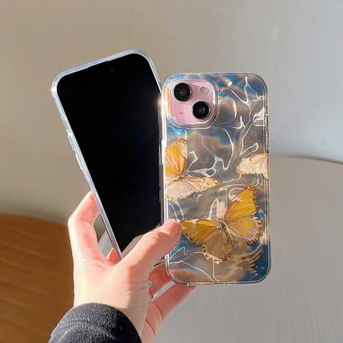 Coque iPhone 15 violette antichoc laser papillon rigide - 4