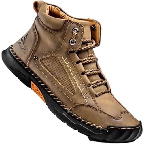 Sawbehind Men's Premium Comfortable Handmade Leather Boots – Waterproof, Arch Support, Spacious Toe Box Outdoor Leather Shoes