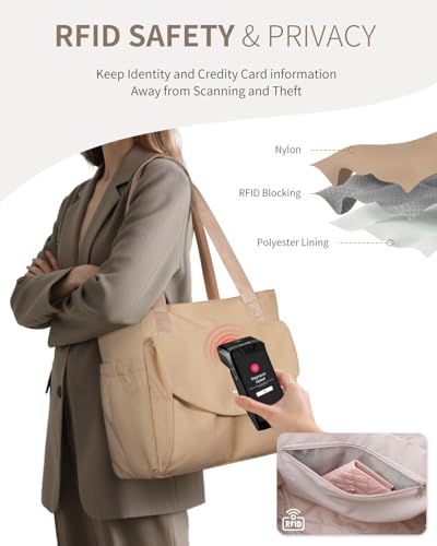 Image of ECOHUB Tote Bag for Women Work Tote Bag with Laptop Compartments Lightweight Shoulder Bag Handbag for Travel College Teacher
