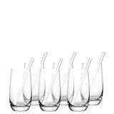 Leonardo - LIMITED EDITION - Glasbecher m. Glastrinkhalm im Geschnekkarton - 330ml - 12tlg.