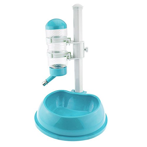 OWIKAR - Comedero con bebedero de chupete con depósito de plástico de 500 ml de capacidad, regulable en altura y desmontable, para mascotas, gatos y perros de raza mediana