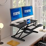 FITUEYES pulpit na komputer z regulacją wysokości, stolik biurowy do stania lub siedzenia 92 x 40 cm, pulpit do stania z podkładką pod klawiaturę, nadaje się na dwa monitory, kolor czarny, SD309101WB