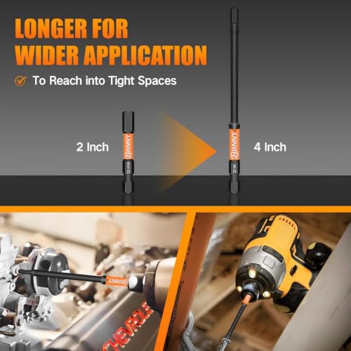 Image of SAE Impact Allen Wrench Drill Bit Set,10PCS 4 inch Long Hex Bit Set, 1 /4 inch Hex-Shank S2 Steel,Impact Driver Bit Set, Magnetic CNC Tips for Drill & Driver with Storage Box