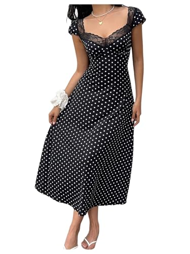 10 Best Polka Dot Dresses That Will Elevate Your Wardrobe Elegance 3 Milumia Women's Polka Dots Lace Trim Maxi Dress