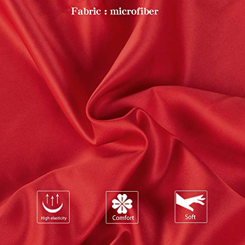 NTBAY 2 Pack Zippered Satin Pillow Cases for Hair and Skin Luxury King Hidden Zipper Pillowcases Set of 2, 50x90 cm, Red - Image 2