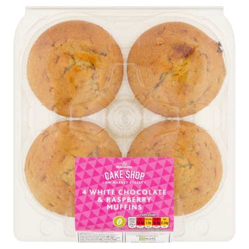Morrisons Cake Shop Raspberry & White Chocolate Muffins 4 Pack