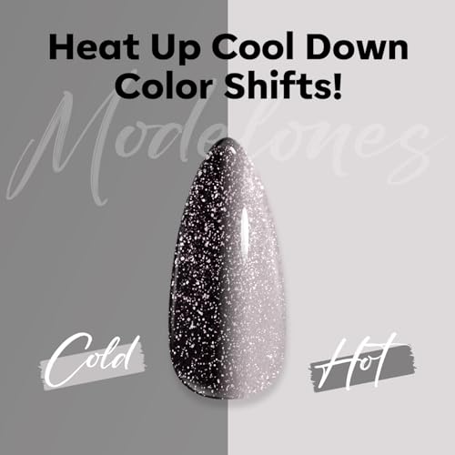 Image of modelones Gel Nail Polish Black Sliver, Glitter Gel Polish Color-Changing Mood Temperature-Sensitive Halloween Soak-Off Nail Art Manicure 15 ML