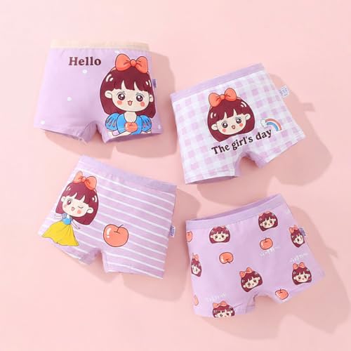 Image of Kids Girls Cotton Underwear Shorts Boxer Briefs Panties - Pack of 4 - Multicolor and Multi Pattern