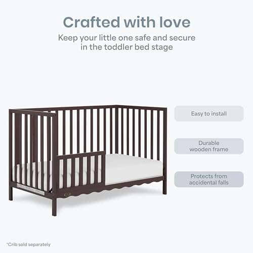 Image of Dream On Me Toddler Guard Rail for Convertible Crib, Solid Wood Bed Rail for Toddler Bed Conversion, Chocolate Chip