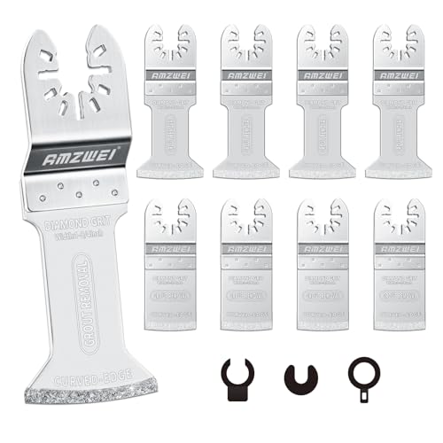 AMZWEI 8PCS Diamond Oscillating Tool Blades Curved Edge